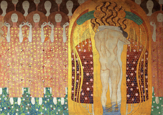 Paradise Choir and The Embracement, Beethoven Frieze Painting by Gustav  Klimt - Pixels